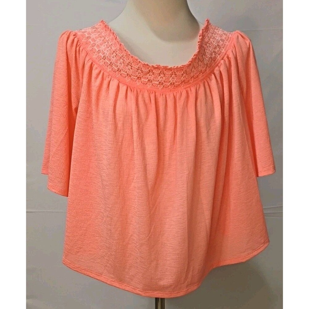 Women's Apt. 9 Mango Surpise Off-Shoulder Shirt Sz Large